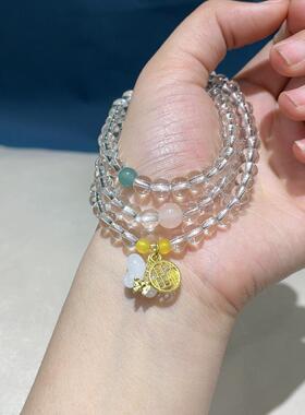 2026白琉璃搭配蝴蝶多圈手串简约百搭精致高级感三圈手链饰品女款