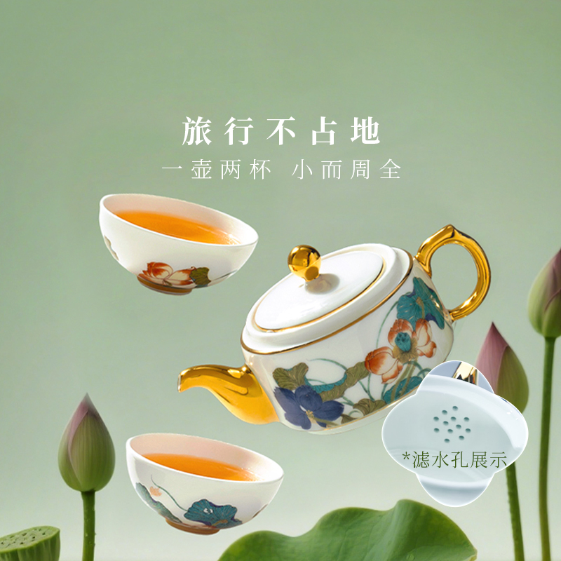 Chinese porcelain Yongfengyuan Xingfuheming travel tea set