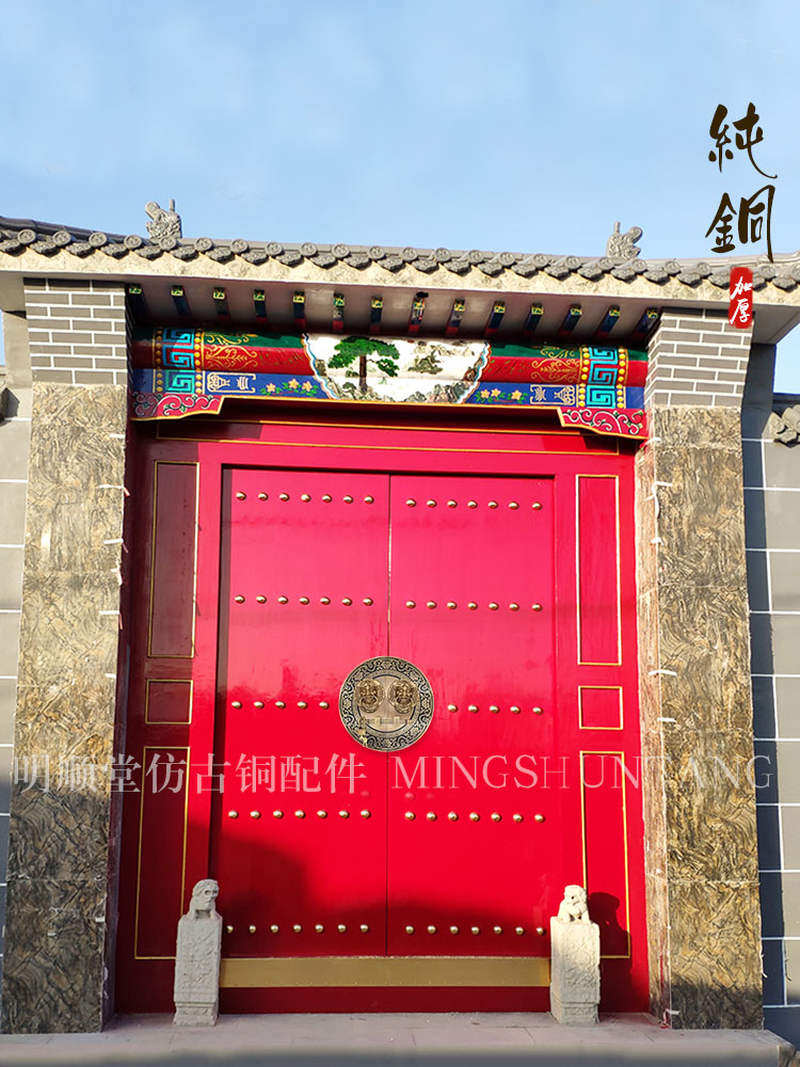 仿古纯铜大门古铜把手玻璃门铜拉环别墅实木门锁大拉手铜兽头门环_虎窝淘