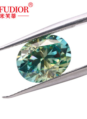 绿色蛋形莫桑石裸石 1-5克拉配GRA证书黑卡腰码源头工厂现货速发