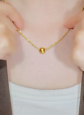 金色珠子吊坠毛毛虫项链女