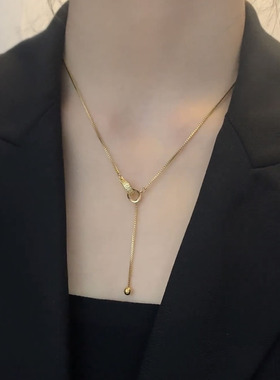 钛钢盒子链小蛮腰锁骨链女