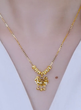 铜合金项链平安锁铃铛女