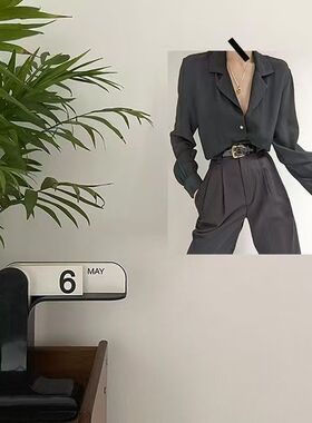 灰色寸衫西裤高级感穿搭组合服装实体店直播间背景墙贴海报