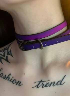 【温感变色项圈】辣妹甜妹双层紫色链温变脖颈皮带男女生礼物小狗