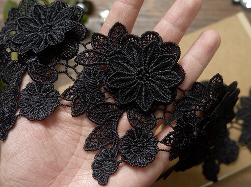 黑白色涤纶刺绣蕾丝流苏花边辅料宽10cm DIY手工婚纱礼服家纺材料 - 图2
