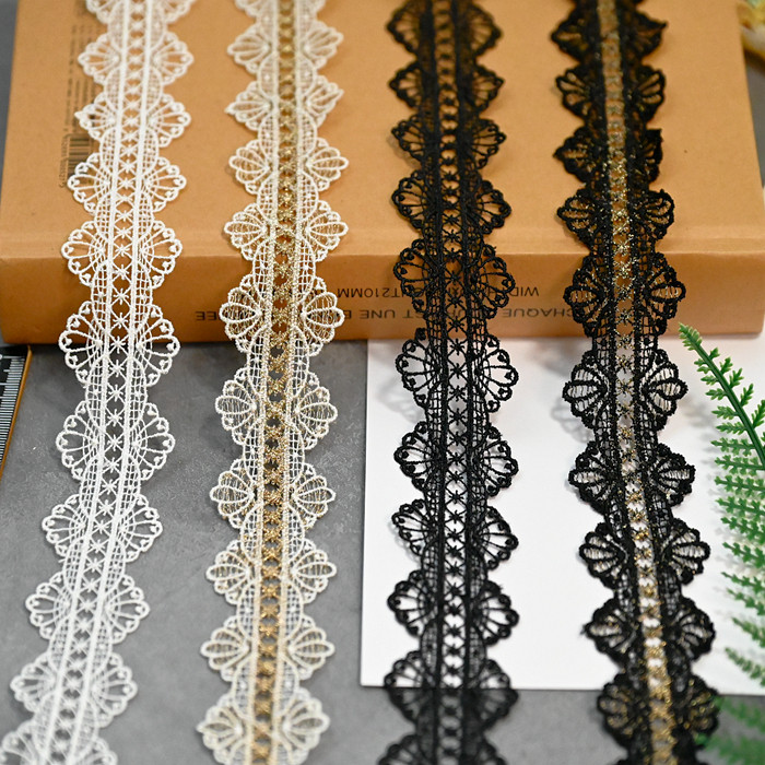 宽3.5cm服装花边辅料 黑白色波浪边水溶刺绣蕾丝金色服装花边材料,淘宝优惠券,粉丝福利购,淘宝优惠卷