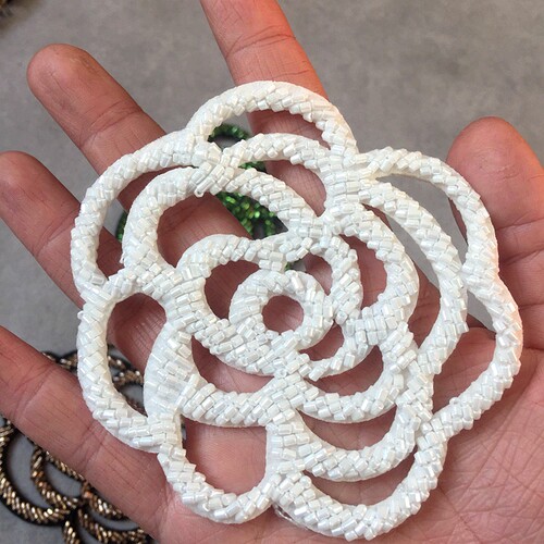 小香风镂空玫瑰花手缝串珠贴花 DIY手工钉珠钉钻珠片服装鞋帽辅料 - 图0