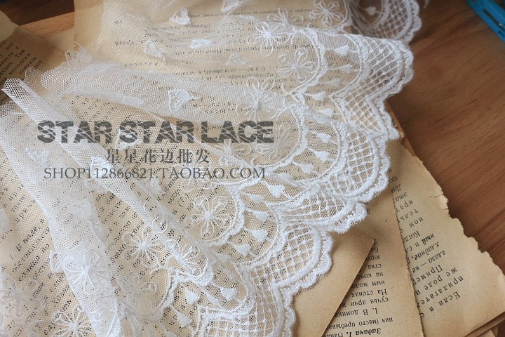 宽15cm日韩网纱刺绣棉花边辅料 手工DIY服饰芭比娃娃裙摆童装蕾丝,淘宝优惠券,粉丝福利购,淘宝优惠卷