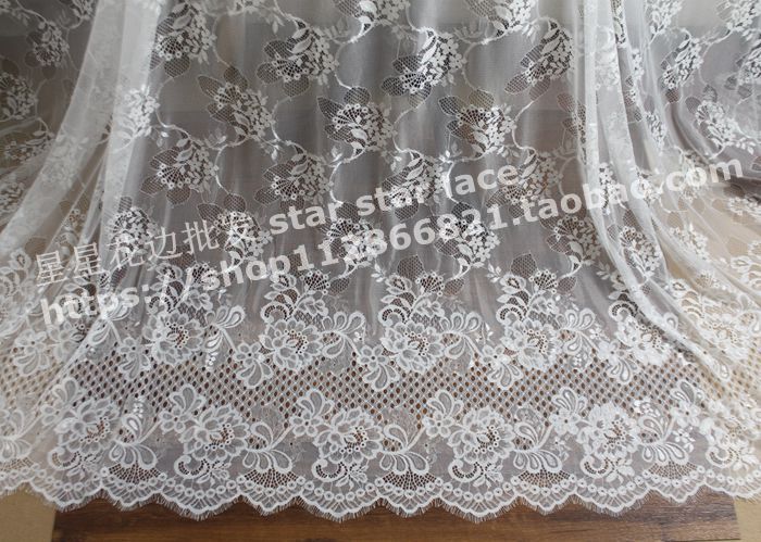 唯美法单睫毛蕾丝面料布料 服装连衣裙窗帘沙发布艺婚庆装饰材料 - 图0