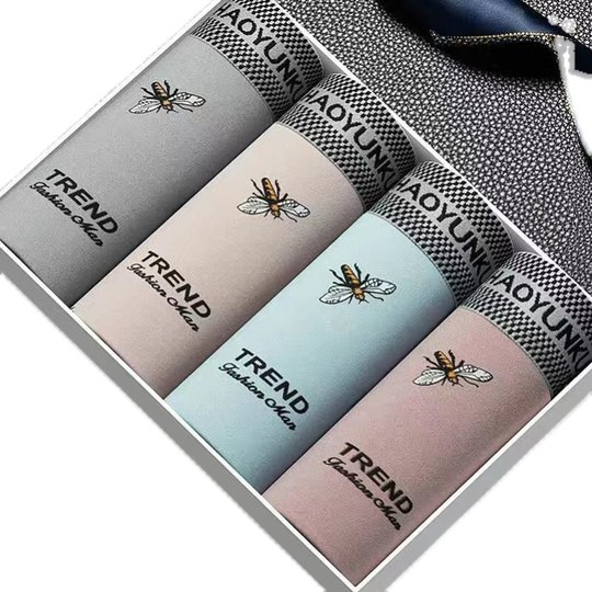 4 pairs of men's underwear for men's boxers ultra-thin breathable mid-waist boxers