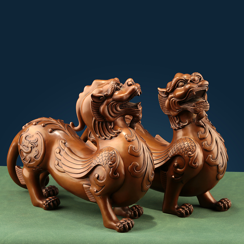 纯紫铜《飞天貔貅》摆件一对家居玄关客厅装饰品公司开业乔迁礼品