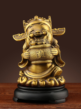 黄铜五路财神客厅玄关装饰工艺品
