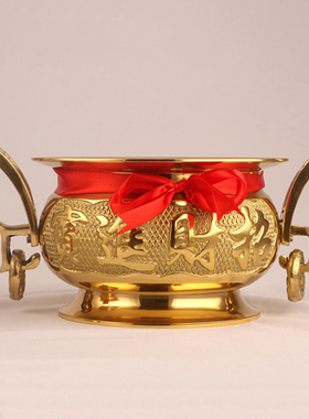 室内双耳供佛观音黄铜财神