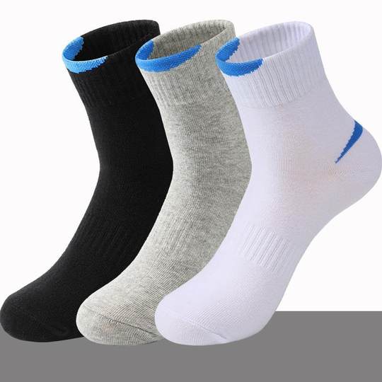 男士中筒袜子春秋季吸汗防臭运动跑步涤棉长袜商务休闲学生篮球短