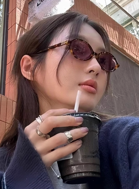 张元英同款玳瑁色书呆子太阳镜女