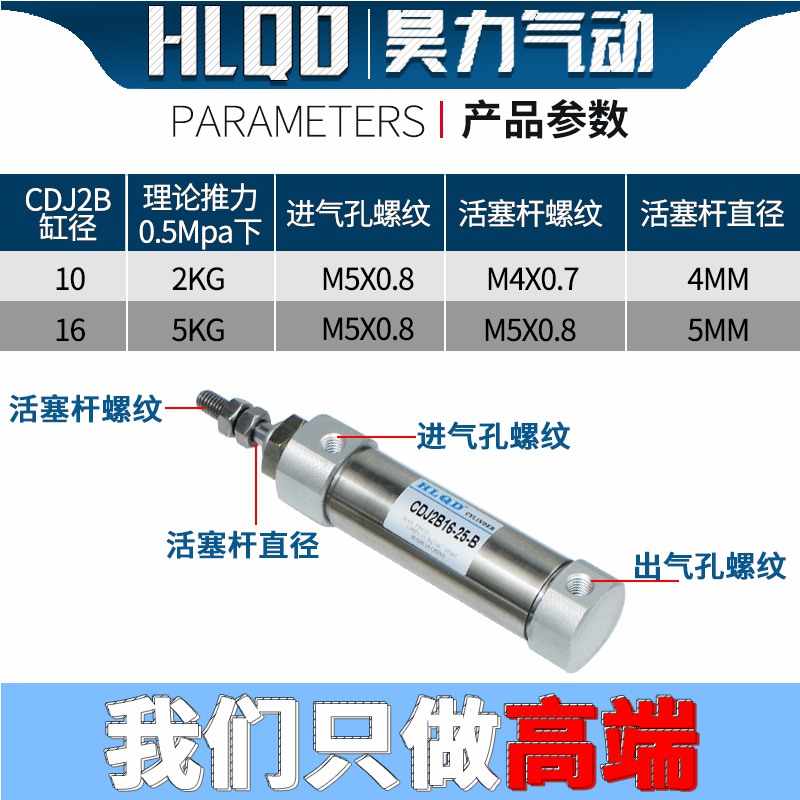 微型带磁可调不锈钢迷你气缸CDJ2B10-10-15-B-R-S-SR双单动单作用 - 图2