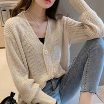 Tide card 2023 new spring and autumn cardio-knitted blouse jacket female knit blouse loose Korean version net red slurred sweater