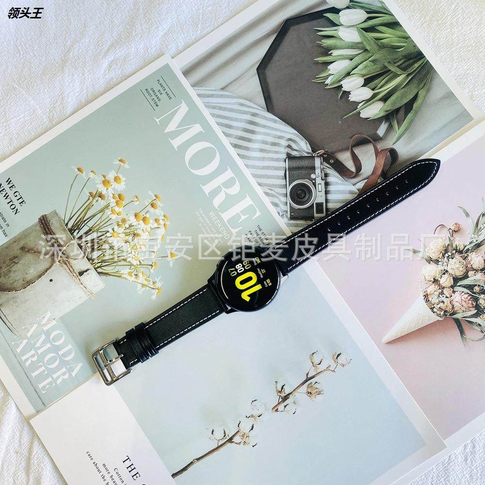 适用华为GT1/2三星gear S2/S3华米Amazfit1/2双面真皮表带20/22mm