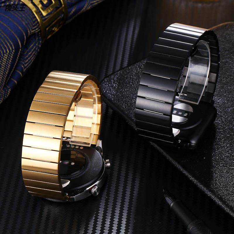 适用三星华为Applewatch智能手表带竹节一珠不锈钢金属表带