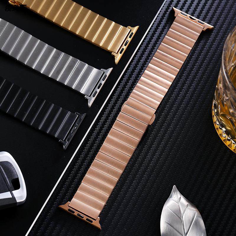 适用三星华为Applewatch智能手表带竹节一珠不锈钢金属表带