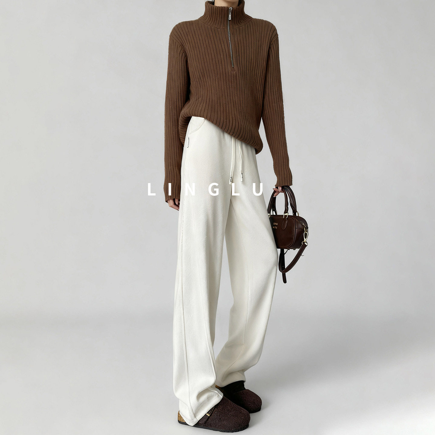 高端羊羔绒阔腿裤女冬天加厚大码卫裤女士白色直筒裤冬季加绒裤子,淘宝优惠券,粉丝福利购,淘宝优惠卷