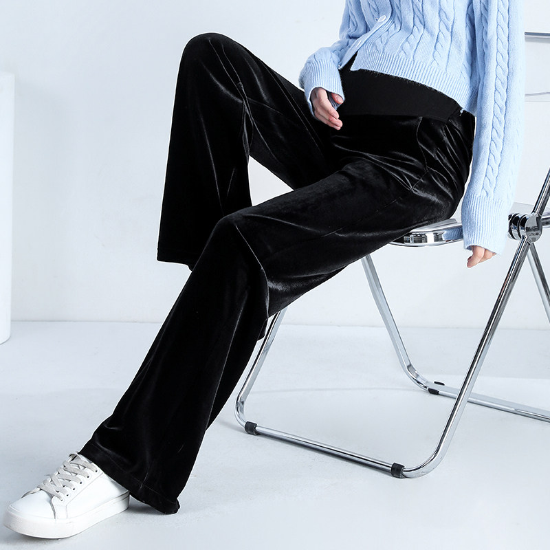 孕妇冬季外穿高个子加绒直筒阔腿裤 翎露孕妇阔腿裤