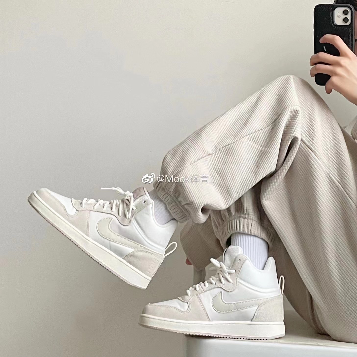 Nike Court Mid 耐克女子白红复古中帮休闲运动板鞋 839977-103,淘宝优惠券,粉丝福利购,淘宝优惠卷