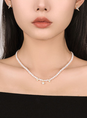 天然淡水baby珍珠项链纯银