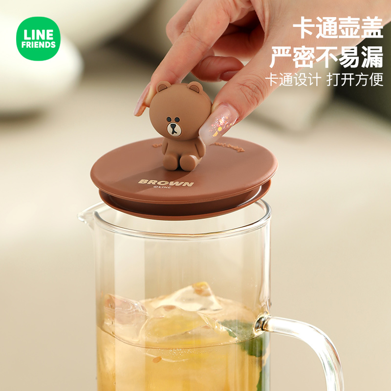 LINE FRIENDS冷水壶家用卡通玻璃耐高温茶壶大容量凉水杯冷泡杯-图2