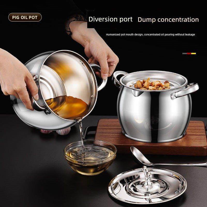 大卖不锈钢猪油罐，带盖和过滤猪油桶，双耳猪油锅，家用耐高温耐,淘宝优惠券,粉丝福利购,淘宝优惠卷