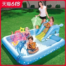 Children with slide-ladder swimming pool inflatable baby Domestic water spray baby drama pool thickened oversize bath pool