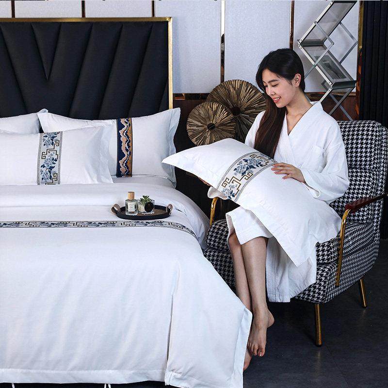 宾馆酒店布草床上用品四件套民宿纯白色床单被套被子一整套全套七,淘宝优惠券,粉丝福利购,淘宝优惠卷