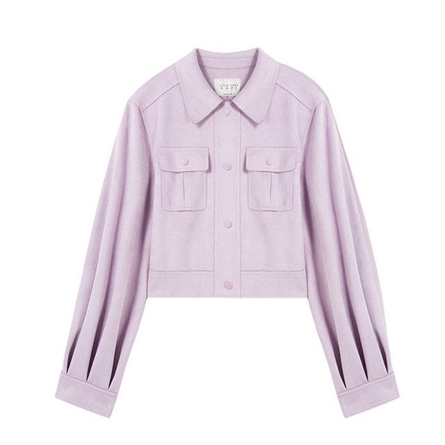 Qiushui Yiren Ole Fashion Faux Suede Short Jacket Women's Small Casual Jacket Top