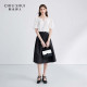 Qiushui Yiren niche high-end sequin embroidered round neck chiffon shirt 2026 summer new style women's sweet puff sleeve top