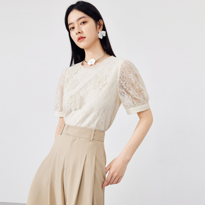  秋水伊人outlet店蕾丝衫/雪纺衫