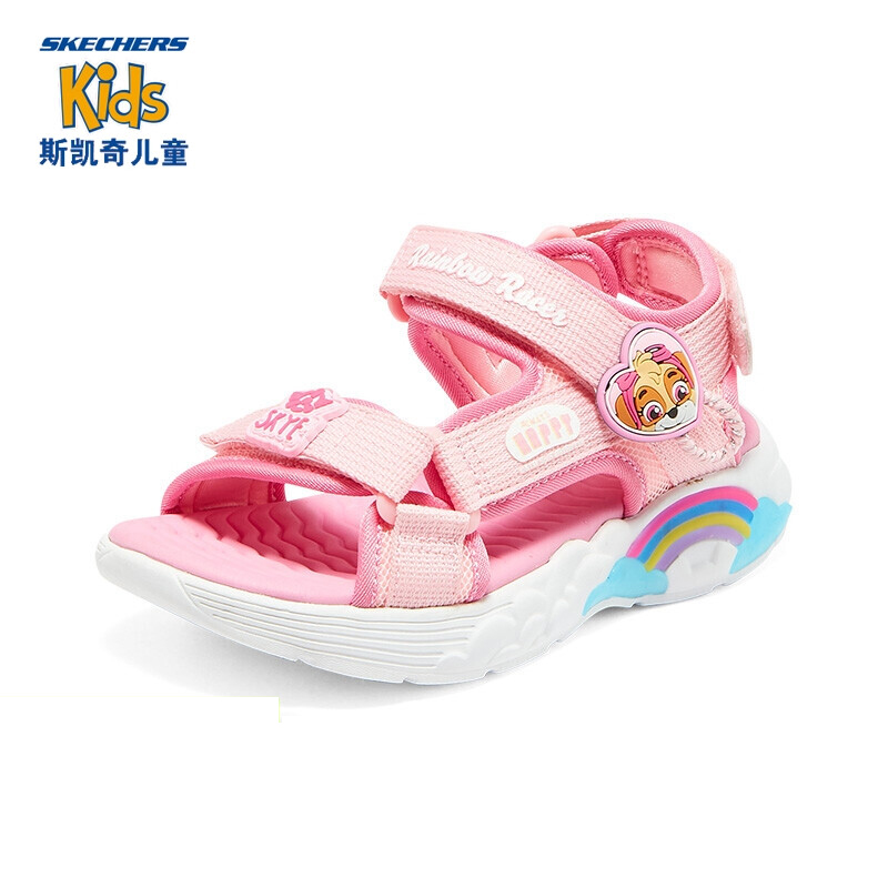 Skechers斯凯奇彩虹闪灯童鞋女汪汪队联名沙滩鞋运动凉鞋317017L