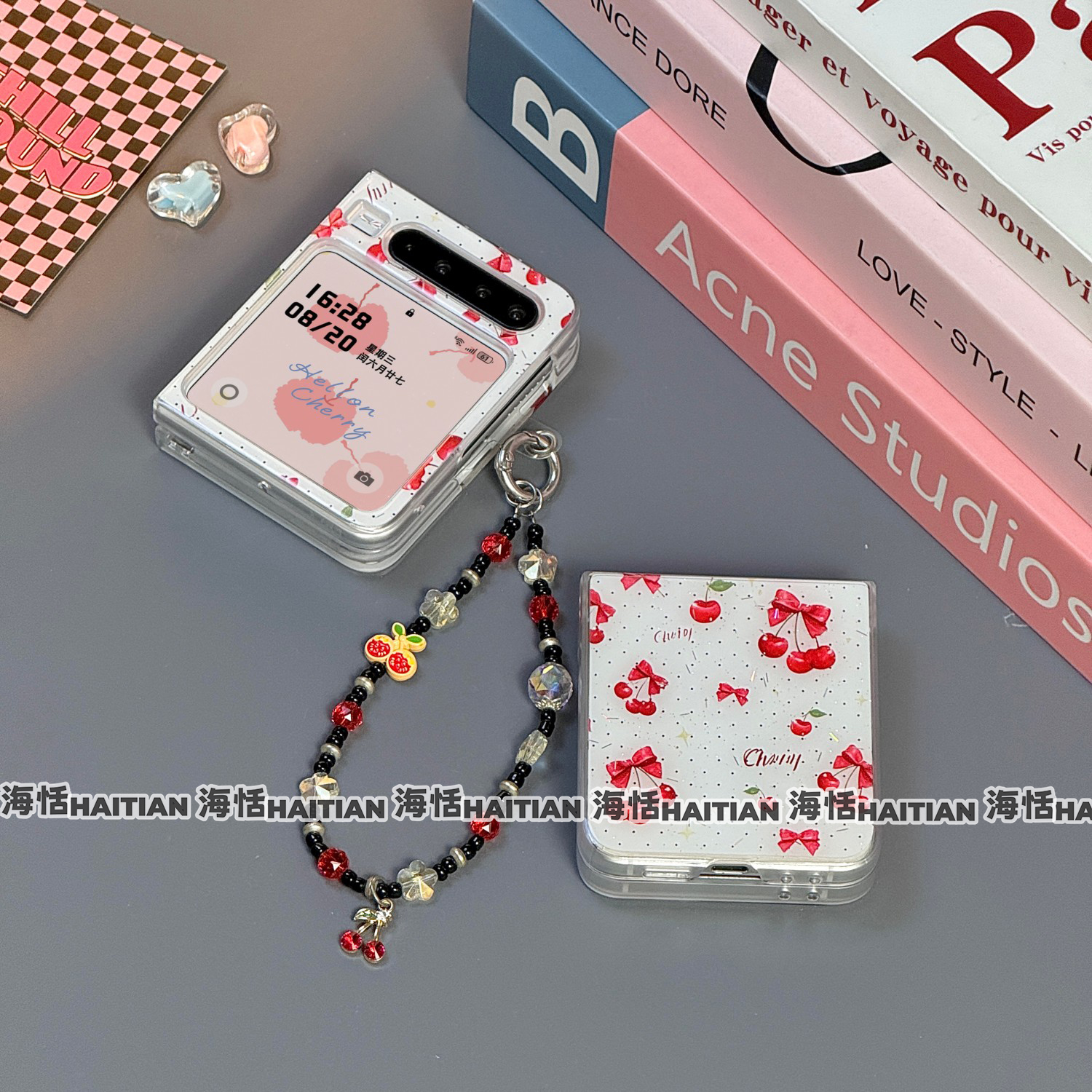 海恬 滴胶ins风小樱桃适用三星zflip7折叠屏purax手机壳华为pocket2保护套n3flip小米Mixflip2硬壳vflip阔屏 - 图0