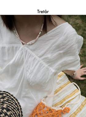 Tretar 「甜白密语」 贝壳澳宝粉白项链 天然百搭锁骨链