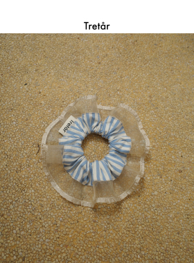 Tretar「沁蓝浮光」蓝白条纹 网纱法式大肠发圈发饰发绳