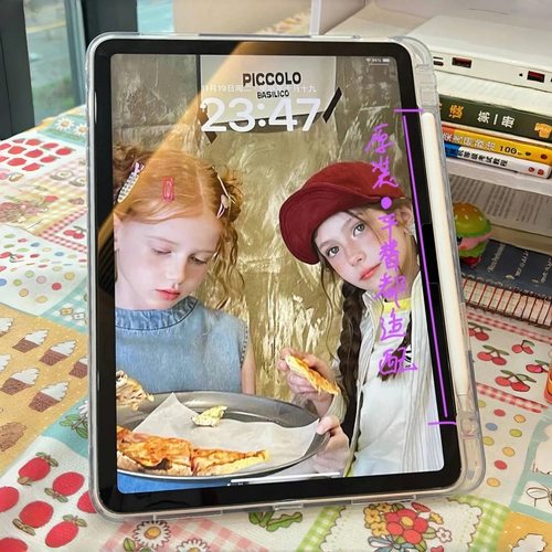 ins风ipad保护壳带笔槽第9代10代11九6透明ipadair11寸三折y型mini7亚克力pro2025全包4套5平板外壳8防弯a16 - 图0