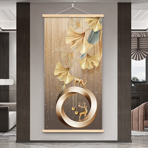 玄关装饰画现代简约入户客厅走廊壁画网红过道竖版餐厅墙上挂画布 - 图0