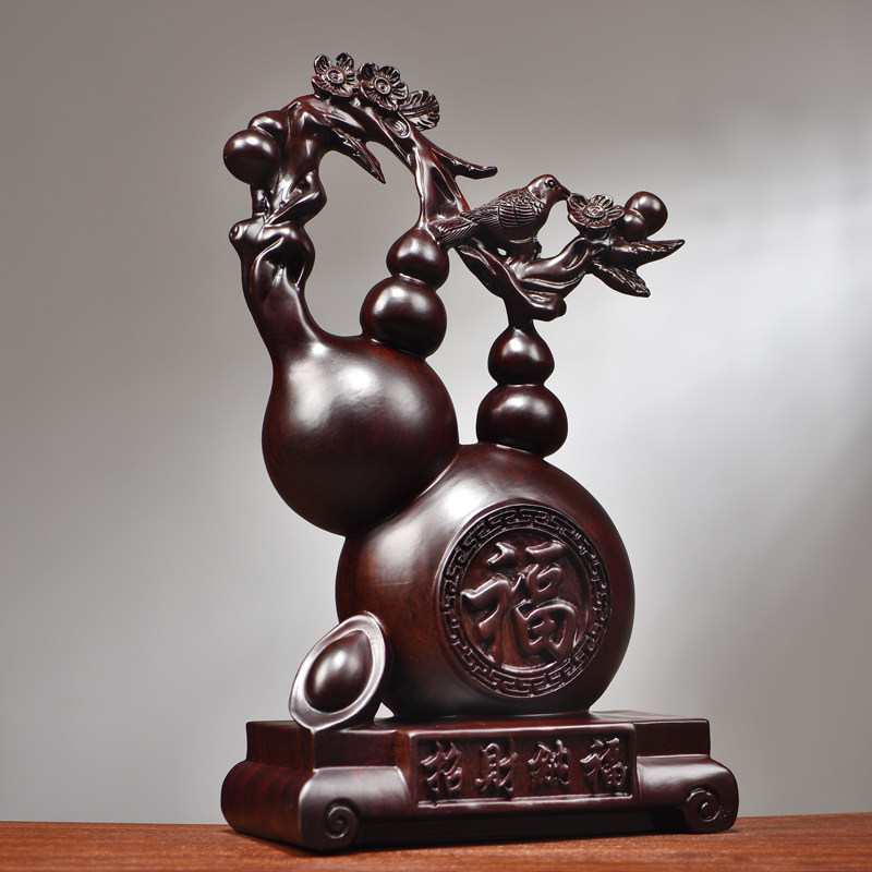 黑檀木雕葫芦摆件实木新中式寓意福禄家居客厅办公柜台装饰工艺品,淘宝优惠券,粉丝福利购,淘宝优惠卷