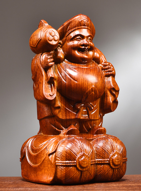 花梨木雕大黑天神像实木财神爷