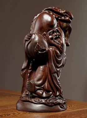 黑檀木老寿星生日礼品家居装饰