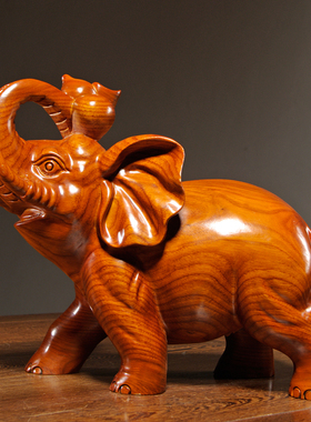 雕刻家居客厅玄关工艺品大象摆件