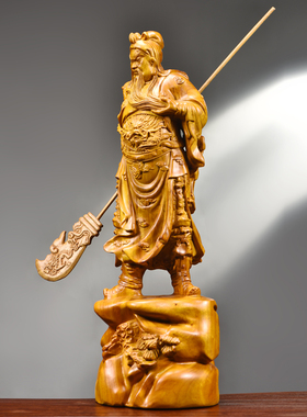木雕关帝圣君关公摆件实木武财神