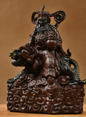 檀巅实木装饰赵公明神像武财神