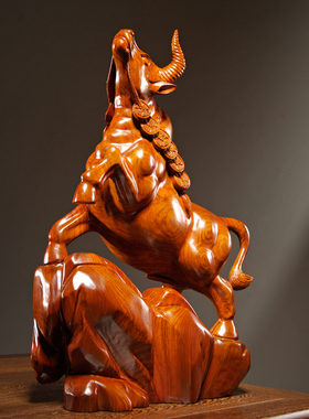 生肖雕刻拓荒牛家居客厅工艺礼品