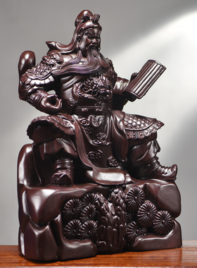 木雕武财神关公像摆件实木装饰